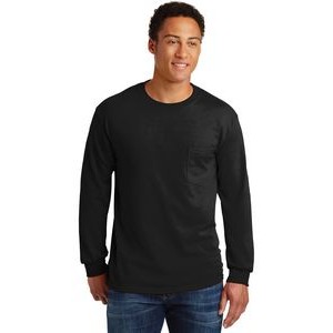 Gildan Men's Ultra Cotton 100% Cotton Long Sleeve T-Shirt w/Pocket