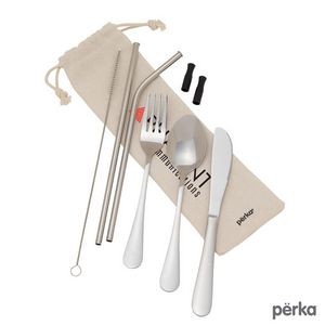 Perka Castellana 6-Piece Steel Straw & Utensil Set