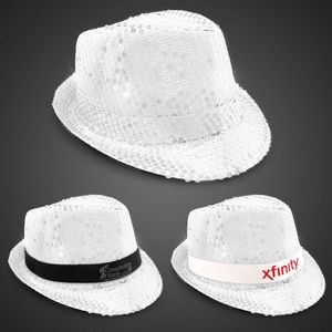 White Sequin LED Fedora Hat