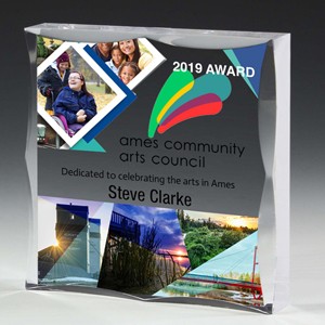 Scalloped Edge Square Acrylic Paperweight Award w/4-Color Process (4"x 4"x 3/4")