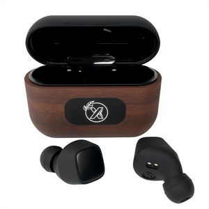 SCX Design® Walnut Wood Wireless Earbuds and Charging Case
