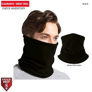 Discounted Multifunction Tubular 2-ply Black WINTER Neck Gaiter (Polyester Microfleece), Blank Only