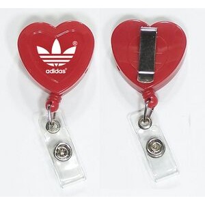 Heart 29" Retractable Badge Holder with Metal Clip on Back