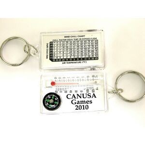 Compass & Thermometer Keychain w/Wind Chill Chart
