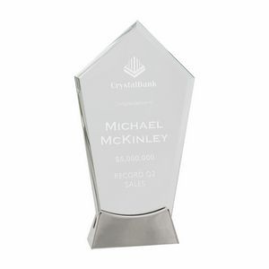 9 1/4" Clear Peak Platinum Glass Award w/ Metal Base