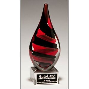 Black and Red Helix Art Glass Award